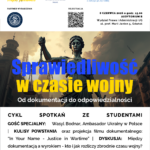 Gdańsk: Spotkanie z cyklu "Sprawiedliwość w czasie wojny — od dokumentacji do odpowiedzialności"