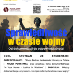 Szczecin: Spotkanie z cyklu "Sprawiedliwość w czasie wojny — od dokumentacji do odpowiedzialności"